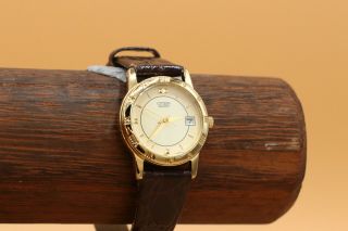Ladies Citizen Quartz Roman Numeral Bezel Gold Plated Wrist Watch 1012 - K13131