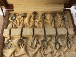 Vintage Asian Sterling Silver Pickle Forks Set Of Six