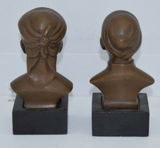 SET OF 2 Vintage Chinese Bronze Statue Figure Head Bust 4 