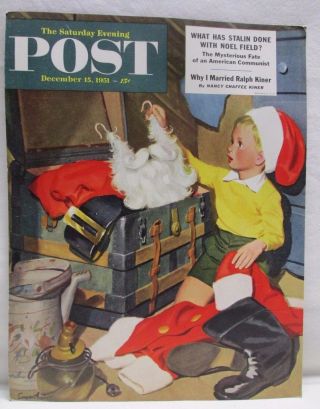The Saturday Evening Post Cardboard Print December 15 1951 Santa Claus Christmas