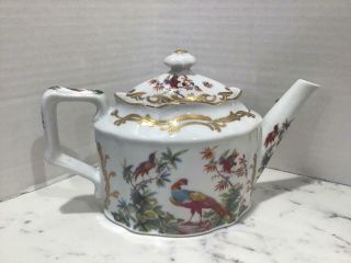 Andrea By Sadek Exotic Birds Smithsonian Teapot,  Inspired By Chelsea Porcelain