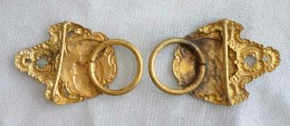 Antique Victorian Gold - tone Baroque Enamel Lady Belt Buckle 19th Century 4 1/4 