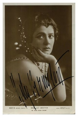 Antique Miss Lily Brayton Hand Signed Autograph Photographic Postcard Actress