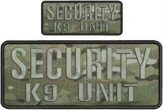 Security K9 Unit Embroidery Patches 4x10 And 2x5hook On Back Multicam