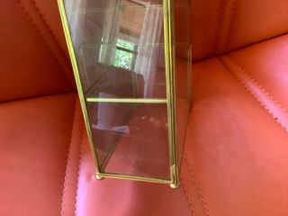 Vtg Glass and Brass Small Curio wall table top Display Cabinet shelf miniature 2 5