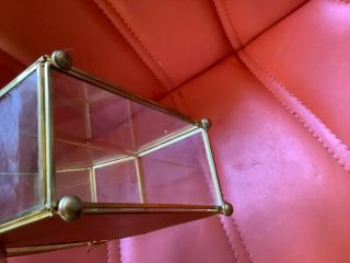 Vtg Glass and Brass Small Curio wall table top Display Cabinet shelf miniature 2 7