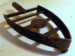 Antique Blacksmith Made Wrought Iron Trivet,  Curled Feet,  Wood Handle C1800s