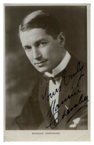 Antique Maurice Chevalier Hand Signed Autograph Photographic Postcard Actor