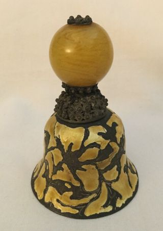 Qing Chinese Enamel Silver Bell Yellow Peking Glass Hat Finial Antique China