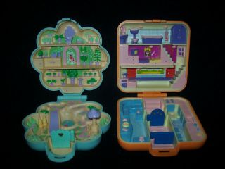 Vintage Polly Pocket Midge ' s Flower Shop and Polly ' s Town House (No Dolls) 2