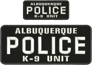 Albuquerque Police K - 9 Unit Emb Patch 4x10 And 2x5hook On Back White