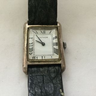 Vintage Art Deco Linthor Silver 925 Rectangular Watch Needs Servicing