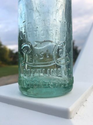 1913 Pepsi Cola Bottle Aqua Green Script / Straight Side Old Vintage Antique