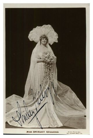 Antique Miss Shirley Kellogg Hand Signed Autograph Photographic Postcard Actress