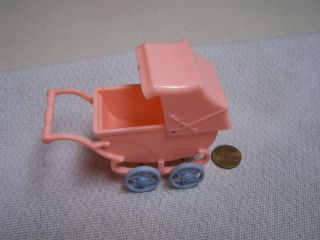 Vintage Ideal Miniature Dollhouse Hard Plastic Baby Carriage