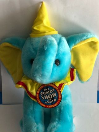 Vintage Blue Ringling Bros Barnum & Bailey Circus Elephant Plush Toy 1987