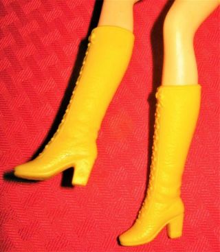 Vintage Barbie Francie 4 Clothes Mattel Taiwan 1970 Yellow Lace Up Boots Htf