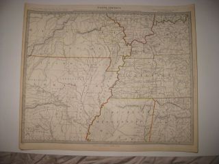 Early Antique 1833 Missouri Arkansas Mississippi Tennessee Kentucky Dated Map Nr