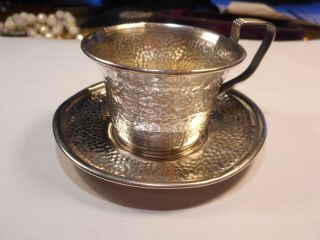 Antique Sterling Demitasse Coffee Cup & Saucer 100 Years Old Victorian Georgian