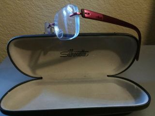 Silhouette Eyeglasses Frames 7608 40 6054 Burgundy Rimless Austria PERFECTw/CASE 2
