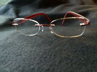Silhouette Eyeglasses Frames 7608 40 6054 Burgundy Rimless Austria PERFECTw/CASE 3