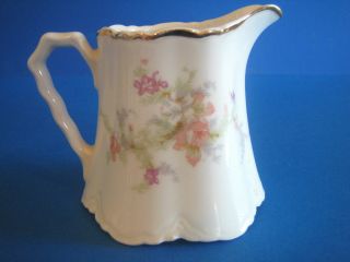 Creamer By Ws George Radisson Pink Lavender Flowers Gold Antique