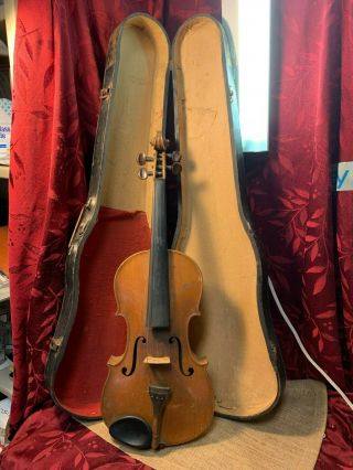 Antique Stradivarius Cremonensis Violin Made In Germany W/antique Gsb Case