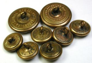 Antique Brass Button Set of 8 Jacket & Cuff Chicago City Police Uniform 1890s 3