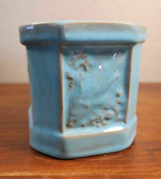 Antique Catalina Island Pottery Square Relief Fish Panel Humidor 6