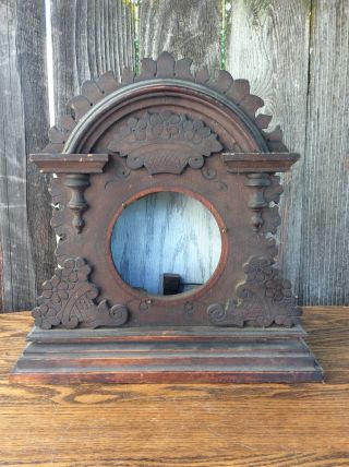 Antique American Mantle / Shelf Clock Case,  W/ Flower Basket Motifs,  Restoration