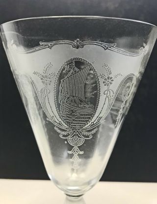 Antique Viking Sailing Ship Crystal Glassware — Goblets And Sherbets