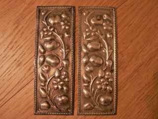 A Antique Pressed Brass Finger Plates / Reclaimed Door Pushes.  Freepost