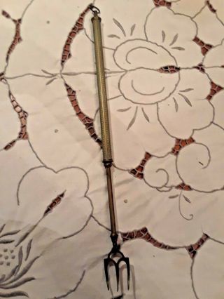 Antique English Ornate Brass Telescoping Toasting Fork Fireplace Accessory