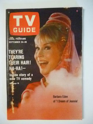 Virginia September 24 Tv Guide 1966 Dream Of Jeannie Barbara Eden Lost In Space