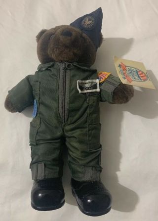 Vintage Bear Force Of America Us Air Force Teddy Bear Plush Toys 10’’ Green Usaf