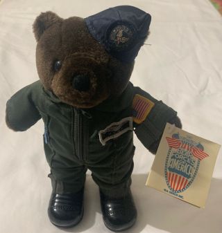 Vintage Bear Force of America US Air Force Teddy Bear Plush Toys 10’’ Green USAF 3