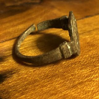 Greek Or Roman Style Coin Ring Artifact Antique Old Wax Seal Emperor Broken 4