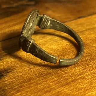 Greek Or Roman Style Coin Ring Artifact Antique Old Wax Seal Emperor Broken 8