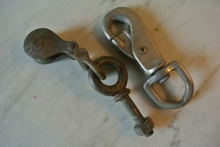 Vtg Brass Bronze Marine Nautical Boat Rope Pulley Swivel Snap Clip