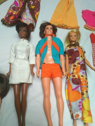 3 Vtg 1966 Mattel Barbie Ken Dolls.  African American Twist/turn Black Eyelashes