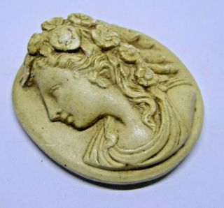 Antique Victorian Carved Lava Cameo For Re - Setting