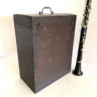 Antique 1800’s 4 Clarinet Set Oak Wood Case Professional Musician Travel Storage