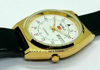 SEIKO 5 AUTOMATIC MEN,  S GOLDEN PLATED WHITE DIAL VINTAGE JAPAN WATCH 3