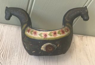 Rare Antique Norwegian Kjenge Ale Bowl Hand Carved Hand Painted
