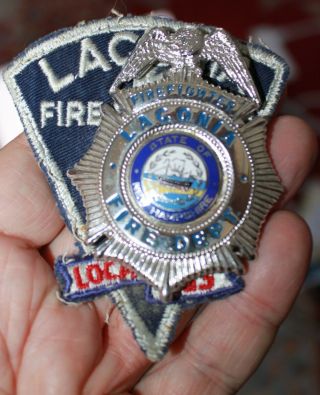 Laconia Nh Obsolete Enameled Firefighter 