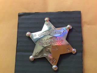 Badge: Deluxe Engraved Marshal,  Brass Star,  Police,  Lawman,  Old West
