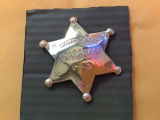 Badge: Deluxe engraved Marshal,  brass star,  Police,  Lawman,  Old West 2