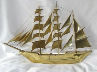 Classic Vintage Model Brass Sailing Clipper Ship The Sagres Portugal 1937 20 " Vg
