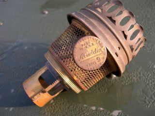 Spare Brass Aladdin Model 9 Kerosene Mantle Oil Lamp Burner Marked 