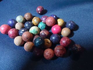 32 Antique Clay Marbles